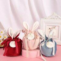 Easter Bunny Bag Rabbit Ear Easter Gifts Bags Velvet Valentines Day Chocolate Candy Packing Bag DIY Easter Drawstring