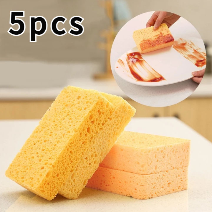 5pcs Yellow Kitchen Cleaning Sponges