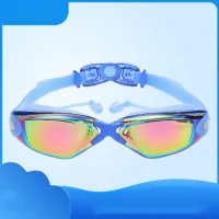 Professional Swimming Goggles Swimming Glasses with Earplugs Electroplate Waterproof Silicone очки для плавания Adluts