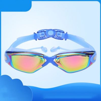 Professional Swimming Goggles Swimming Glasses with Earplugs Electroplate Waterproof Silicone очки для плавания Adluts