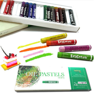 DelGreen 24 Colors Heavy Color Oil Pastels MINI Set Children Oil Painting Stick Colorful Bright Soft Crayon School Art Supplies