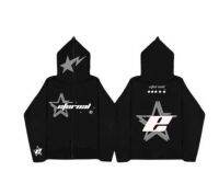 Japan Anime Dark Coat Star Print Light Y2k Gothic Couple Harajuku Large Full Face Zipper Women Funny Net Chic Hoodie