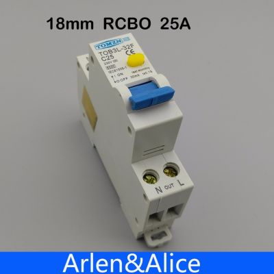 18MM RCBO 25A 1P N 6KA Residual current differential automatic Circuit breaker with over current and Leakage protection