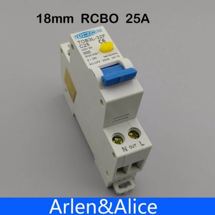 18mm-rcbo-25a-1p-n-6ka-residual-current-differential-automatic-circuit-breaker-with-over-current-and-leakage-protection