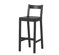 Bar stool with backrest,made of solid and durable solid wood. black 75 cm.