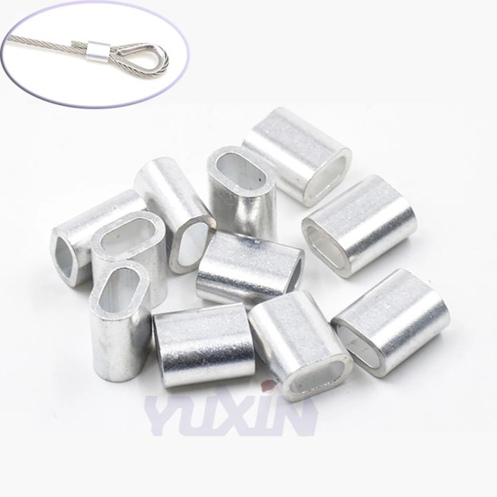 m0-5-m10-aluminum-casing-wire-rope-ferrule-cable-ties-aluminum-crimping-sleeve-oval-double-hole-round-clip-wire-rope-clamp