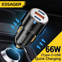 Essager 66W Car Charger Fast Charging Quick Charger QC PD 3.0สำหรับ 14 Type C USB Car Charger สำหรับ Samsung