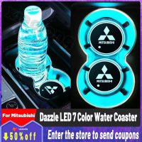 คุณภาพสูง Dazzle LED 7สี Car Water Coaster / Luminous Car Water Cup Pad Car Anti Slip Cup Mat Smart Induction Car Cups Cushion Auto ตกแต่งภายในรถอุปกรณ์เสริมสำหรับ Mitsubishi Montero Sport Mirage Adventure Pajero Lancer Strada L300มอนเตโร