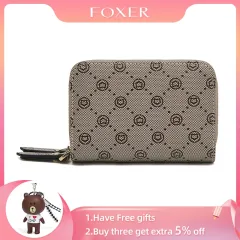 FOXER Female Monogram Coin Packet PVC Leather Card Holder Women