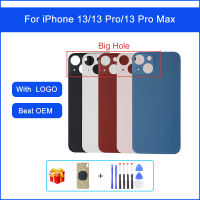 For 13 13Pro 13ProMax Big Hole Back Cover Glass Panel Rear Housing Door Adhesive Replacement Parts