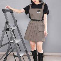 Fashion College Style Cotton Apron Removable Pocket Cross Back Dress for Women Art Studio Coffee Shop Anti-Fouling Work Uniform Aprons
