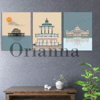 โปสเตอร์ท่องเที่ยวไบรตัน: ท่าเรือ,ศาลา,Bandstand-Seaside Wall Art Home Decor Gift