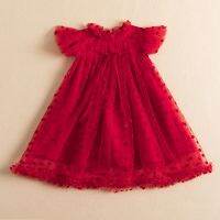 【Ladies shop】 CuteSummerfor PartyDotsDresses เด็กวัยหัดเดิน BabyLayer GownClothes สำหรับเด็กสาว