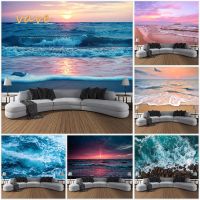 ✲▪✕ Beach Sunset Tapestry Wall Hanging Boho Printed Cloth Fabric Ocean Landscape Large Tapestry Aesthetic Dorm Room Bedroom Decor