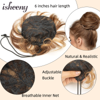 Isheeny จริงมนุษย์ผม Buns ส่วนขยายตรง Drawstring ผมหางม้าคลิปใน Hairpieces Chignon โดนัท Updo ชิ้นผมสำหรับผู้หญิง