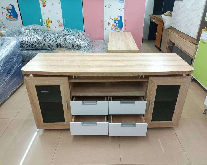 shop-nbl-ชั้นวางทีวี-havana-150-cm-model-tv-150-ดีไซน์สวยหรู-สไตล์เกาหลี-2-บานเลื่อน-4-ลิ้นชัก-สินค้ายอดนิยม-แข็งแรงทนทาน-ขนาด-150x50x75-cm