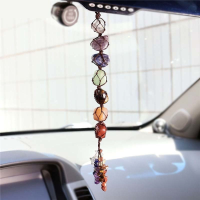 7 Chakra พลอยพู่ Spiritual รถจี้ Reiki Healing Home Auto แขวนเครื่องประดับหินธรรมชาติตกแต่ง-SJK STORE