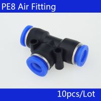 Pe8 10ชิ้นนิวเมติก8มม. 8มม. T Shaped Quick Fitting Connector