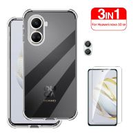 3in1 Anti-shock Clear Phone Cover For huawei nova 10 se 10se Case tempered glass hauwei nova10se Camera Film Silicon Shell Coque Electrical Safety