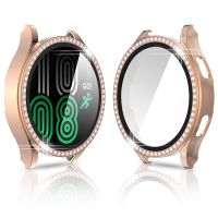 Glass Film Scratch Resistant Case for Samsung Galaxy Watch 4 44mm 40mm Cover Watch4 Women Rhinestone Bumper PC Frame