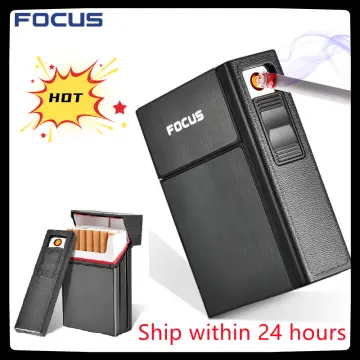 FOCUS Aluminium Alloy Automatic Cigarette Case Box Lighter Case Holder  (Dark Grey)