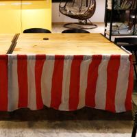 Pvc Striped Elastic Tableware Christmas Table Skirt Circus Theme For Birthday Wedding Festive Party Home Decor Table Cloth