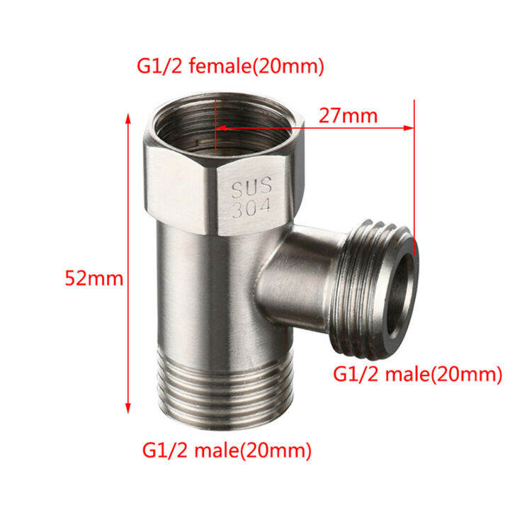 chaju1797160 Toilet 304 steel T Adapter G1/2" TValve Diverter Valve