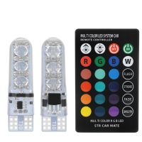 2ชิ้นรีโมทคอนโทรล T10 W5W ไฟ LED สำหรับภายในรถยนต์ RGB 5050-6SMD ไฟรถยนต์กวาดล้างภายนอกอัตโนมัติไฟอ่านหนังสือหลอดไฟ