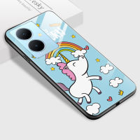 เคสเคสใส่โทรศัพท์สำหรับ Vivo Y78 5G Y78 + 5G น่ารักสำหรับผู้หญิงลายการ์ตูนสำหรับเด็กผู้หญิงสีชมพูลายปลอกอ่อนเคสกันกระแทกกระจกนิรภัยมันวาวฝาครอบโทรศัพท์