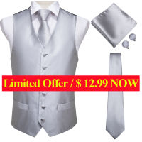 Hi-Tie 20 Color Silk Mens Vests and Tie Business Formal Dresses Slim Vest 4PC Hanky cufflinks for Suit Blue Paisley Waistcoat