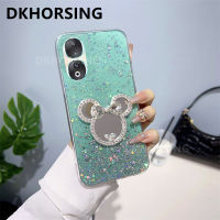 DKHORSING เคสรูปดาวกลิตเตอร์หรูหราสำหรับ Honor90ไลต์/Honor70ไลต์/Honor90 5G ใหม่ซิลิโคนใสเคสโทรศัพท์เนื้อนิ่ม TPU Huawei เคสหลัง90 Lite 2023 Lite Honor70พร้อมขายึดกระจกเงาน่ารักแฟชั่น