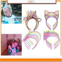 【YF】 Unicorn Headbands Cat Ears Hairbands Crown Hair Hoop Bow Headwear Plastic ABS Accessories Birthday Band Animal Tiara