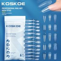 เล็บเจลสีหวาน KOSKOE เล็บปลอม120ชิ้นแบบกดบนเล็บปลอม,เล็บเจลเคลือบติดด้วย UV กึ่งน้ำค้างแข็งเครื่องมือทำเล็บต่อแคปซูล