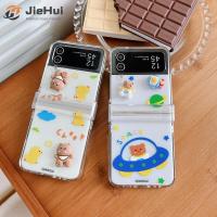 JieHui สำหรับ Samsung Z Flip5 /z Flip4 /z Flip3สามชิ้นหมีสามมิติแฟชั่นเคสโทรศัพท์