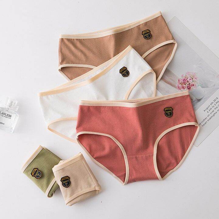 m-2xl-28-40-r-style-badge-design-seluar-dalam-wanita-lovely-mid-waist-plain-colour-cotton-women-panties-underwear