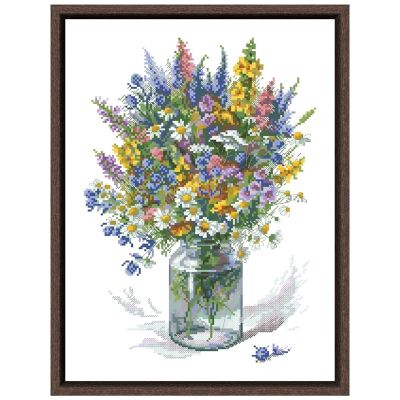 【CC】 Bouquet with a jaundice cross stitch kits flower design 18ct 14ct 11ct unprint embroidery needlework