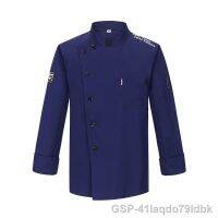 แจ็กเก็ตสีดำผู้ชาย41Iaqdo7 9Ldbk เสื้อยืดแขนยาวพร้อมผ้ากันเปื้อนโลโก้หัวเครื่องแบบร้านอาหารโรงแรมทำอาหารสั้น