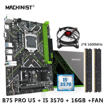 MACHINIST B75 Motherboard Set Kit Core I5 3570 CPU LGA 1155 Processor + DDR3 2*8GB 1600MHz Memory combo CPU cooler VGA NGFF M.2