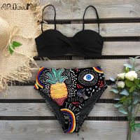 【CW】Sexy 2022 Bikini Swimsuit Women Swimwear Push Up Bikinis Set Leaf Print Female High Waist Swimming Suits for Bathing Suit