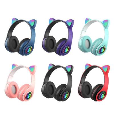 ZZOOI Cat Ears Earphones Wireless Headphones Music Stereo Blue-tooth Headphone With Mic Children Daughter Fone Gamer Headset Kid Gifts