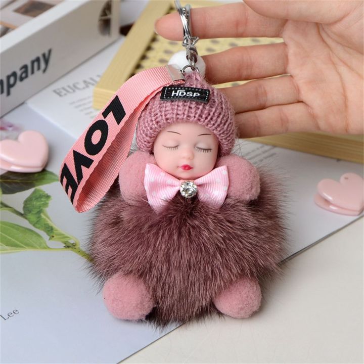 Cute Small Sleeping Baby Doll, Fluffy Keyring Hanging Pendant for Bag  Accessories & Gift 1PCs