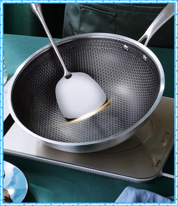 Kitchen & Dining Non Stick Stainless Steel Frying Pan Induction Pan Wok