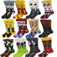 【jw】┇  A of Men Happy Warm Socks Cartoon Anime  Clown Crew Street Fashion Sewing Pattern