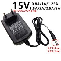 15 V 15volt อะแดปเตอร์ชาร์จไฟแบบครอบจักรวาล Power Adapter AC/DC อะแดปเตอร์แหล่งจ่ายไฟ15 V 0.8A 800mA 1A 1.25A 1250mA 1.5A 2A 2.5A 3A DC5.5x2.1/2.5มม.Ad