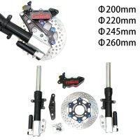 Length 360 380 400mm Motorcycle Bike Front Fork 30 Core Shock Absorber Damping Suspension with 200 220mm Disc Brake Caliper Set