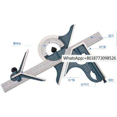 Stainless steel angle ruler  90 degree movable right angle ruler  multifunctional woodworking triangle ruler  and turning ruler Levels