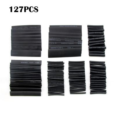 127Pcs/Set Black Heat Shrink Sleeving Tubing Tube Assortment Kit Electrical Connection Electrical Wire Wrap Cable Cable Management
