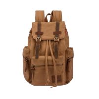 Vintage Men Casual Canvas Leather Backpack Rucksack Satchel Hiking Bag School Bag -OPK