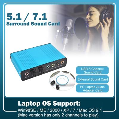 VAORLO 6 Channel 5.1 USB Sound Card Surround Optical External USB Audio Adapter Card For PC Laptop Desktop Tablet Sound Blaster