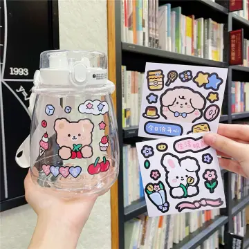 50 Sheets Cute Cartoon Bear Rabbit Stickers Waterproof PET